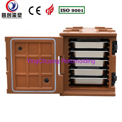 kaufen YINGCHUANG OEM 75L kaffeebrauner Grifftyp rotationsgeformte isolierte Box, dicker PU-Schaum, Heiß- und Kalthalte-GN-Pfanne, Lebensmitteltransportschrank für Catering, Kantine, zentrale Küche Online-Herstellung